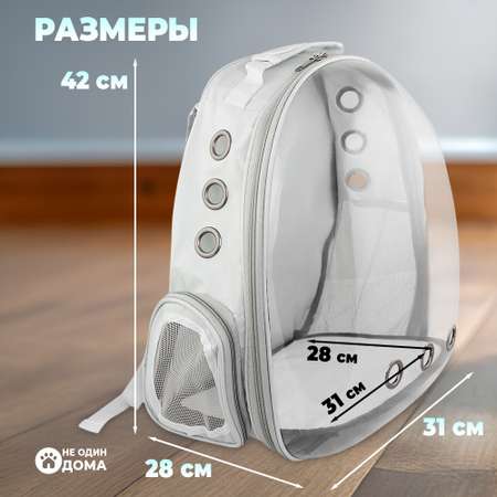 Рюкзак-переноска для животных Не один дома Космик Серый 31*28*42см