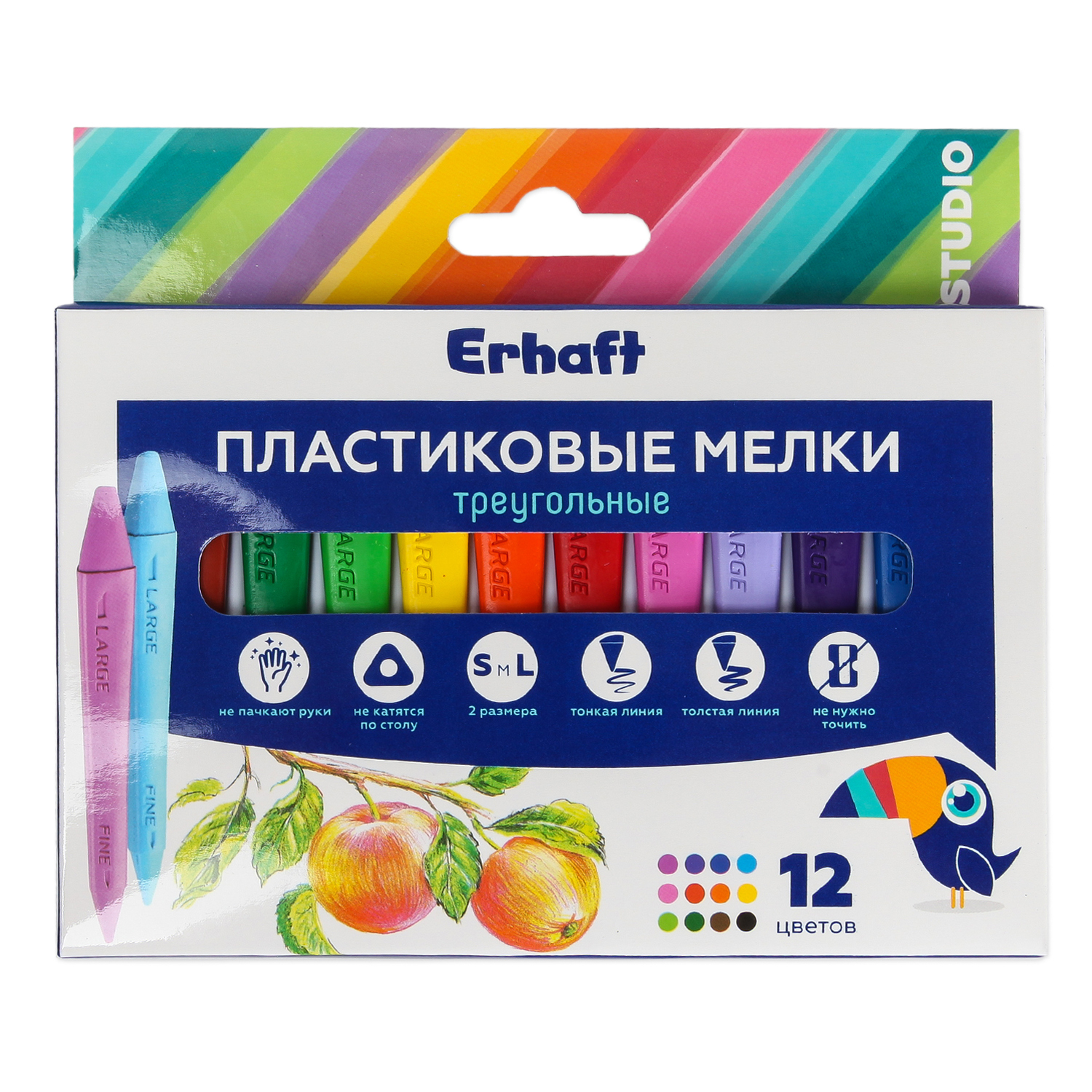 Восковые мелки Erhaft 12 шт. - фото 1