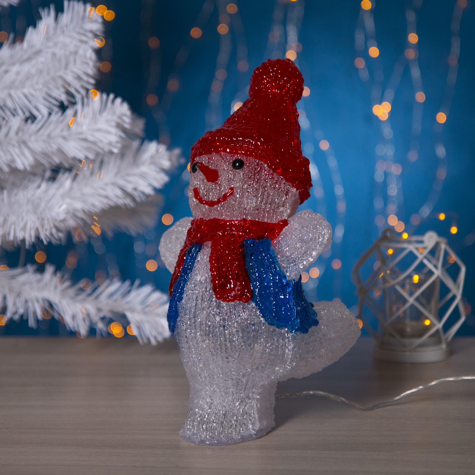 Светодиодная Luazon фигура «Снеговик-фигурист» 20 × 29 × 17 см акрил 24 LED 220 В свечение белое - фото 2