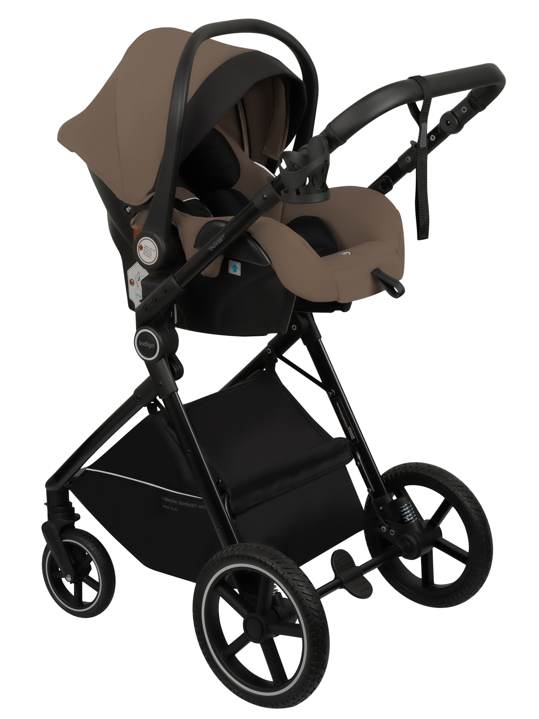 Коляска трансформер Indigo TARGET 3в1 темно-бежевый - фото 23