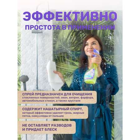 Средство для мытья стекол зеркал и фарфора Meine Liebe с нашатырным спиртом и ароматом мяты 500мл