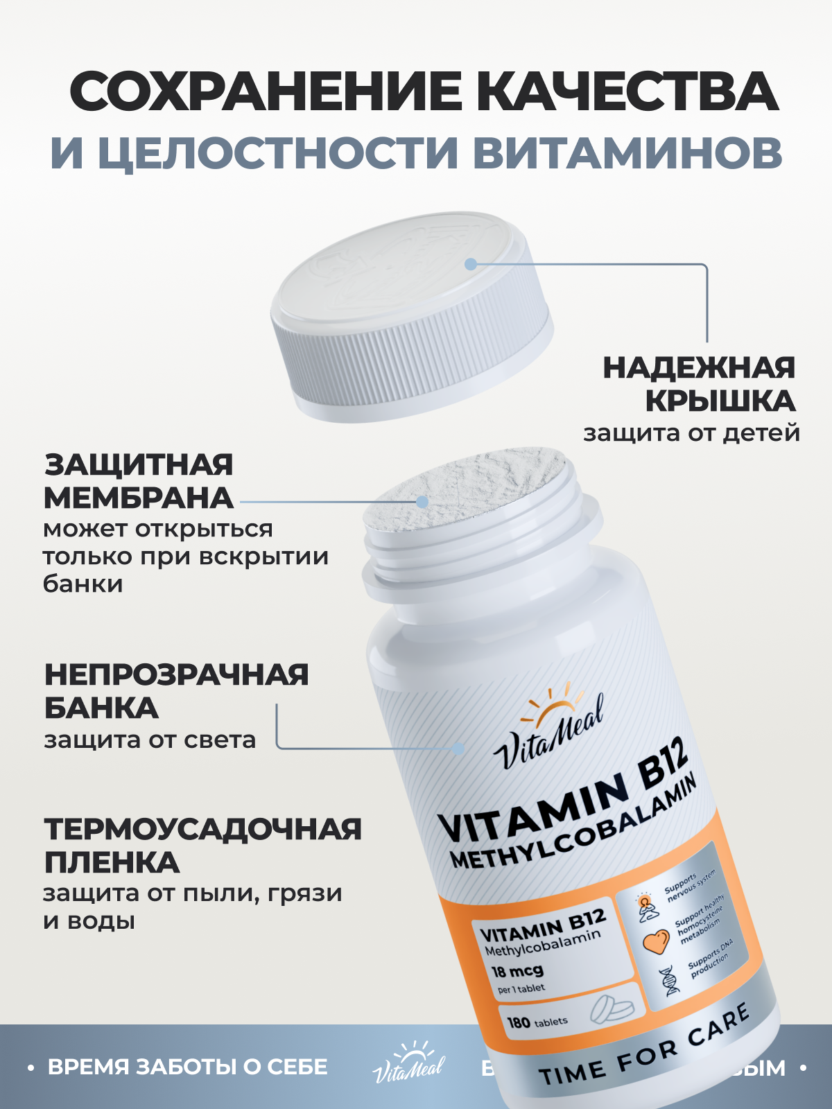 Витамин VitaMeal В12 Метилкобаламин 18 мкг для нервной системы и метаболизма 180 таблеток - фото 14