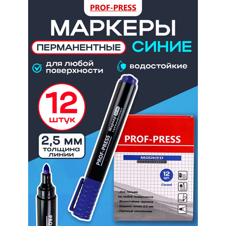 Маркеры Prof-Press перманентные 12 шт.
