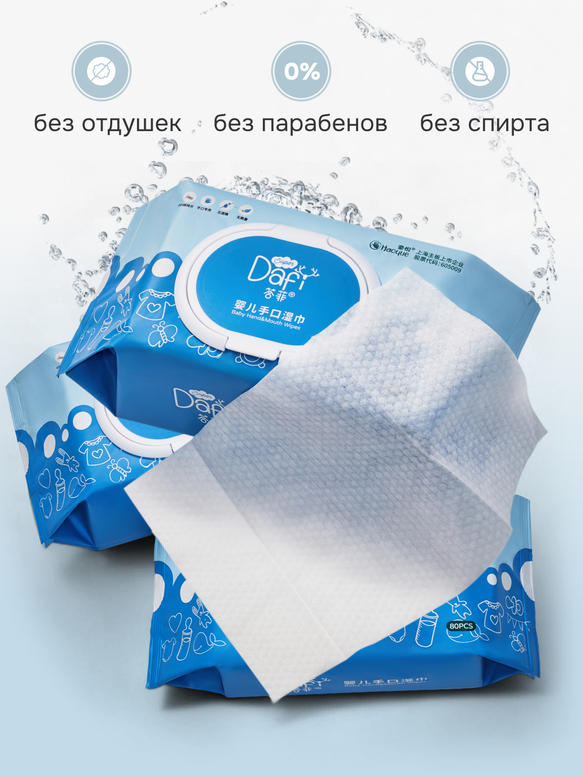 Влажные салфетки DAFI для интимной гигиены 3 упак. 80 шт. - фото 15