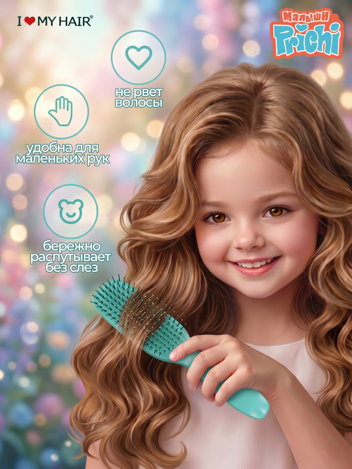 Набор массажная расческа, расческа, щетка I LOVE MY HAIR зеленый искусственная щетина 2 предм. - фото 4