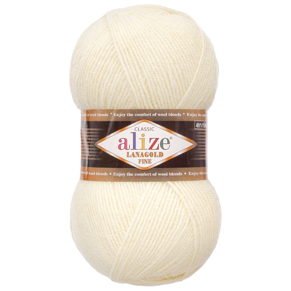 Пряжа Alize полушерстяная мягкая тонкая теплая Lanagold fine 100г 390 м 5 мотков 62 молочный - фото 4
