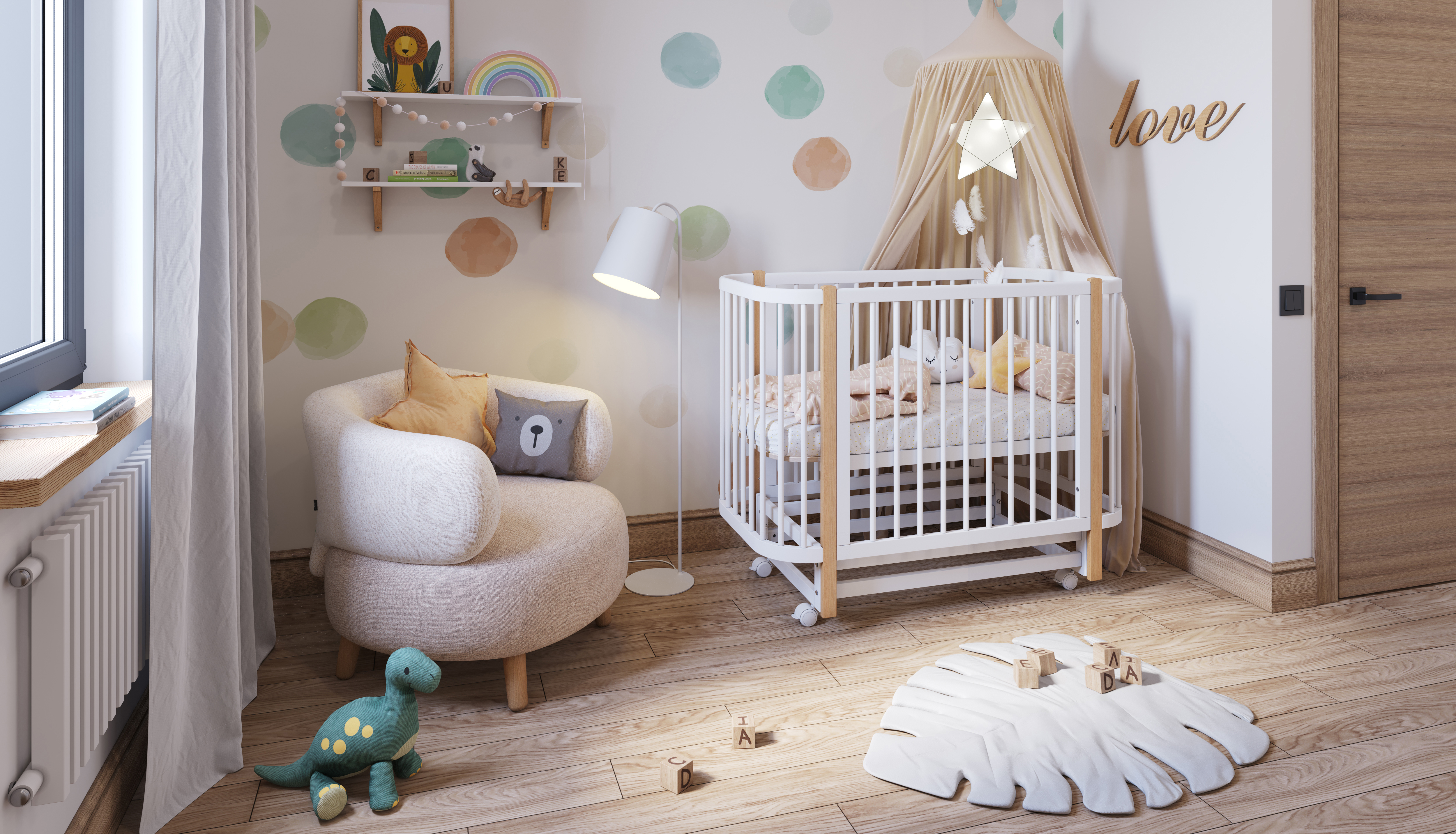 Детская кроватка Polini kids 350 прямоугольная, продольный маятник (белый) - фото 44