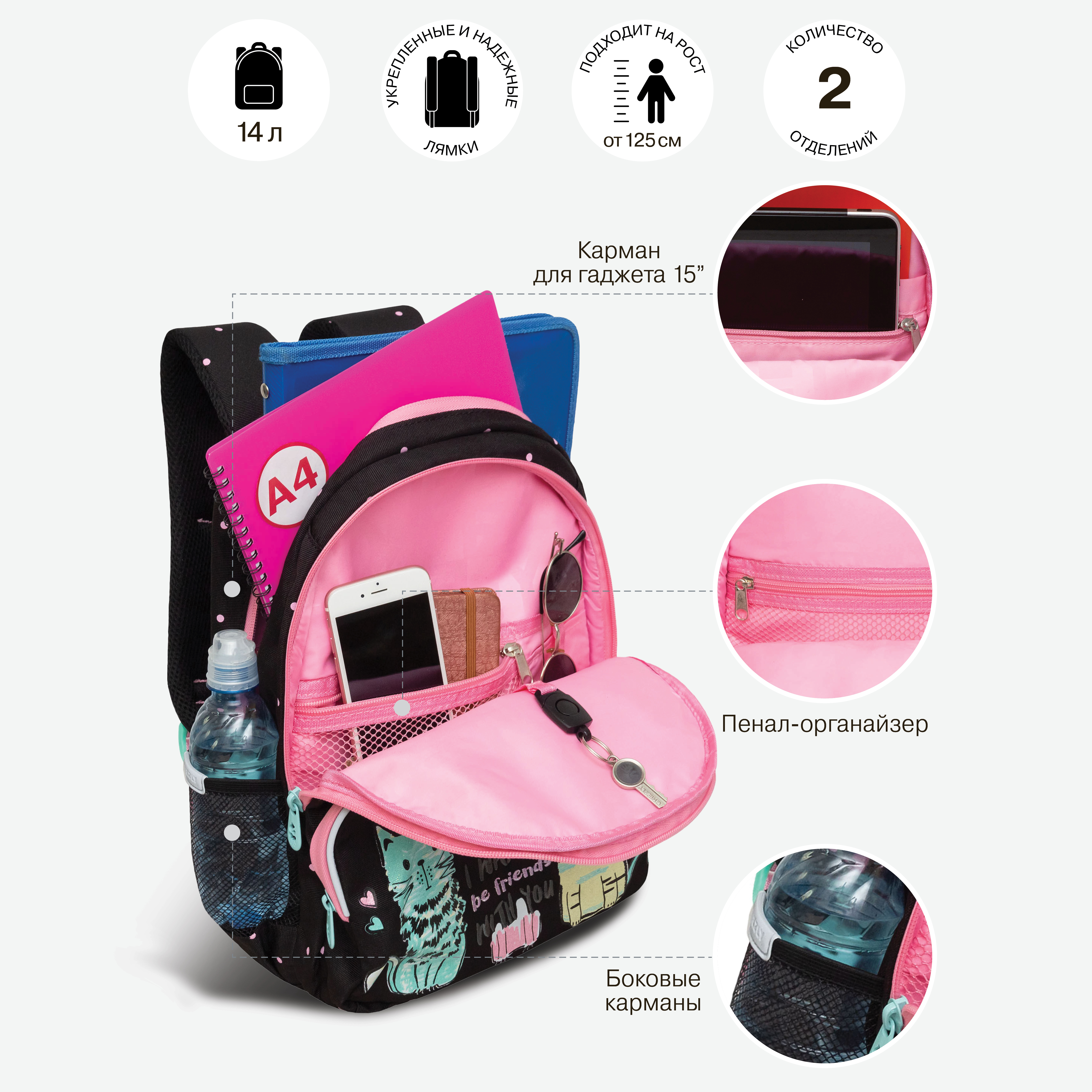 Рюкзак Grizzly для девочки - фото 6