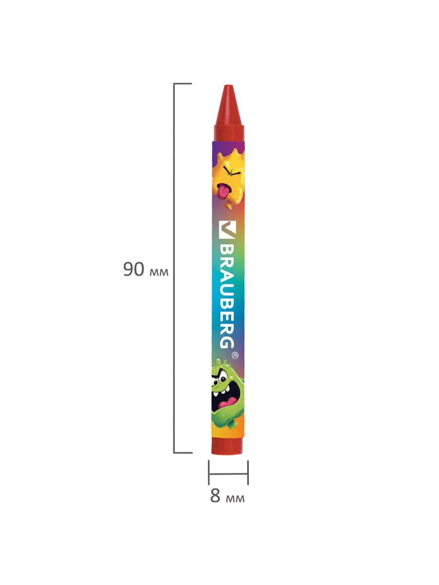 Восковые мелки Brauberg 12 шт. - фото 6