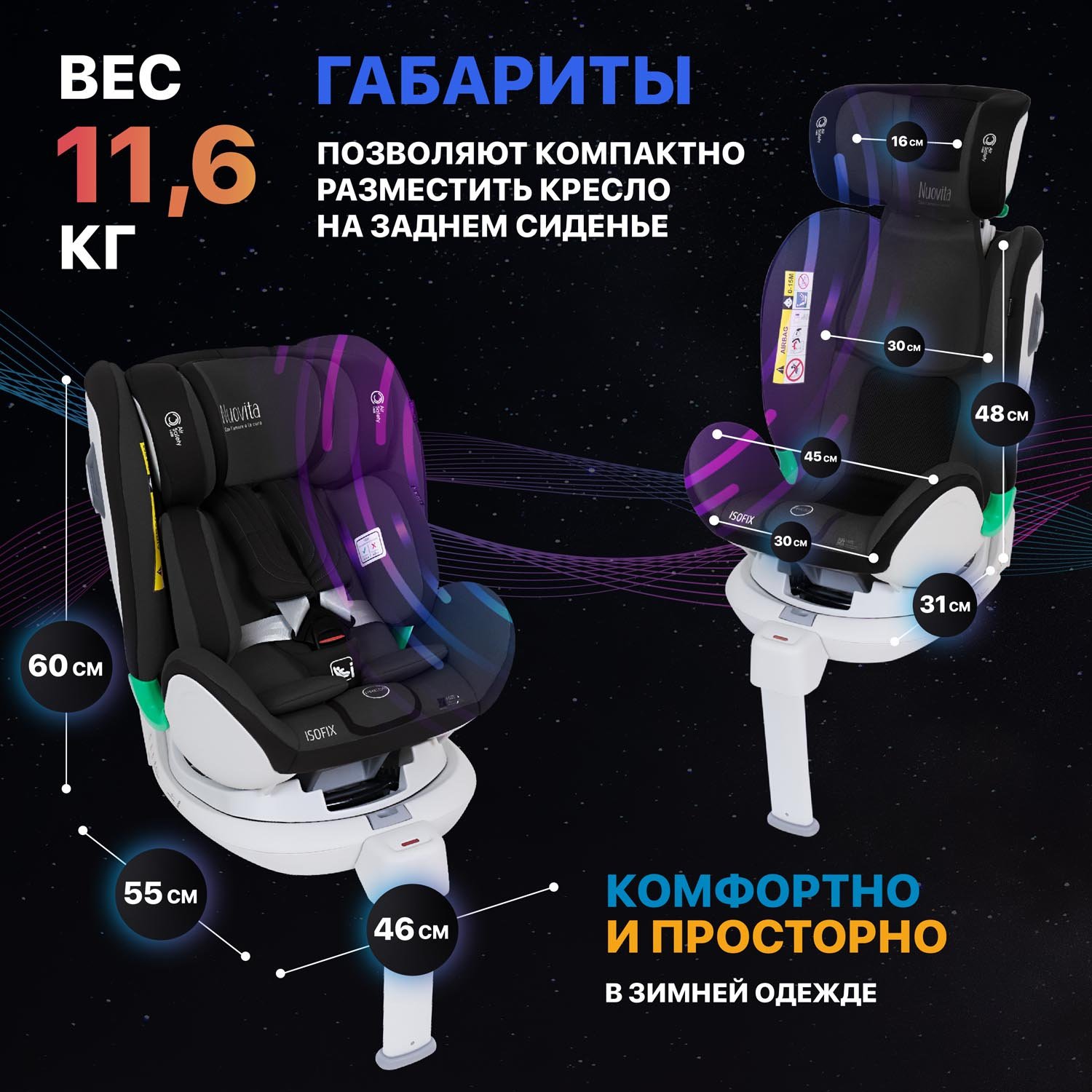 Автокресло Nuovita Maczione NiS1-1 Isofix 0+/1 (0-18 кг) черный - фото 11