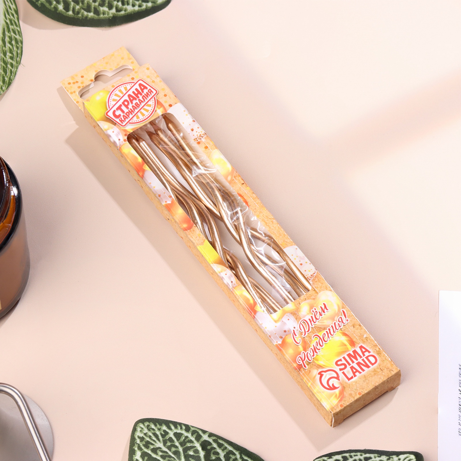 Свечи для торта Страна Карнавалия Серпантин 6 шт коктейльные шампань - фото 1