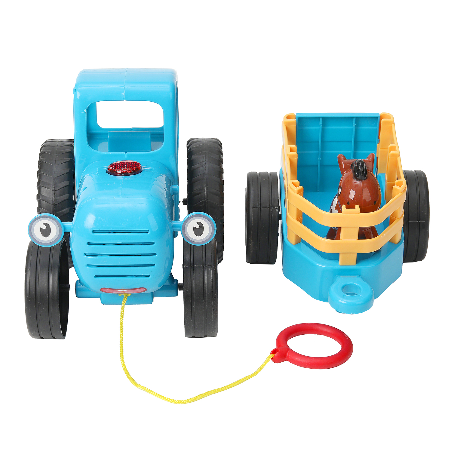 Каталка УМка Синий трактор на веревочке синий - фото 2