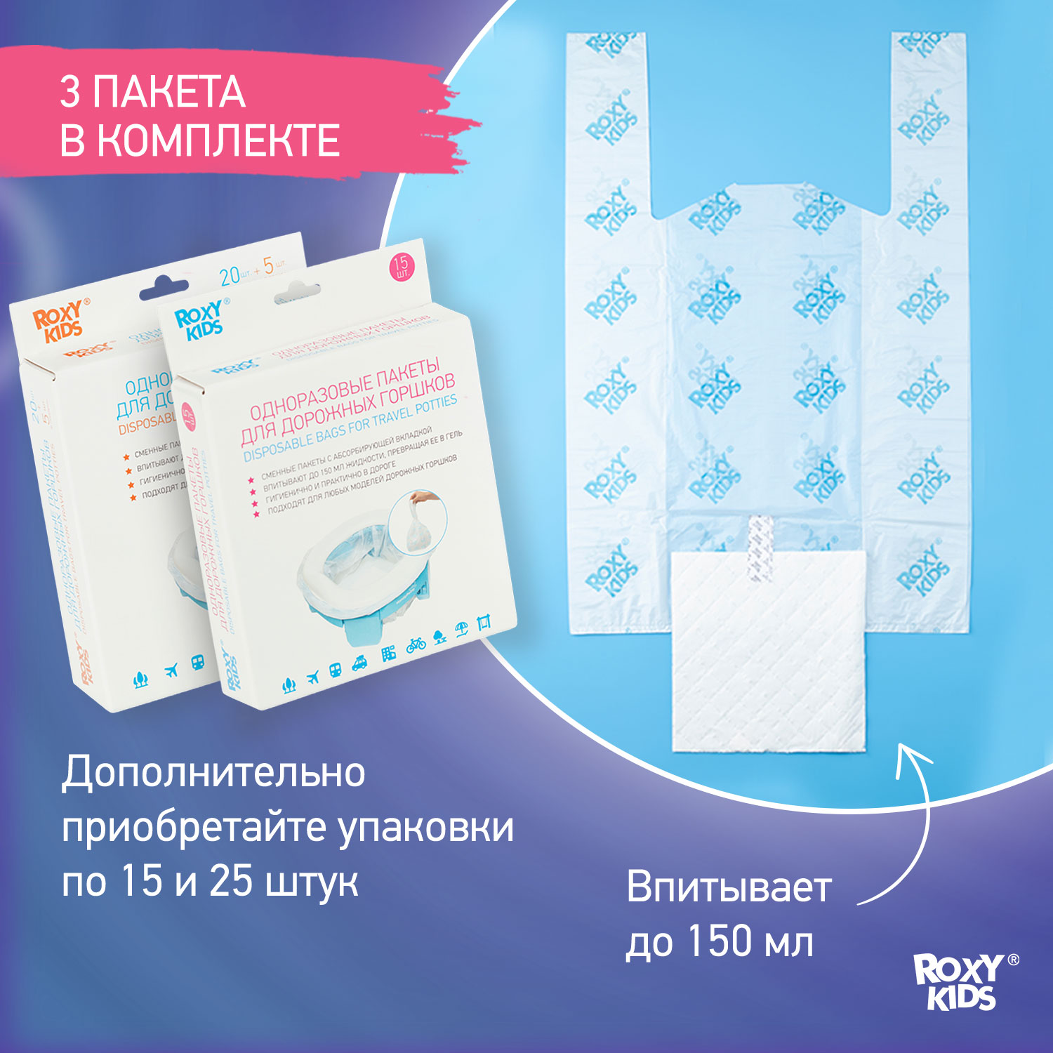 Горшок дорожный ROXY-KIDS складной с многоразовой вкладкой Handy Potty 3 в 1 цвет коралловый зеленый перламутр - фото 9