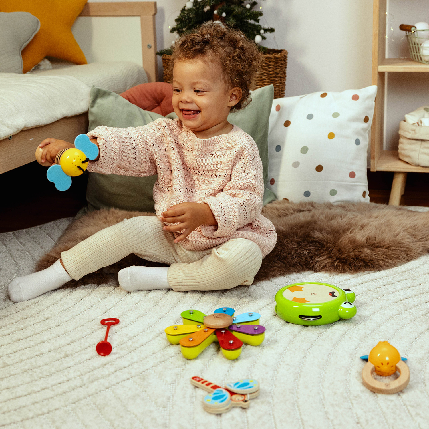 Игрушка музыкальная Hape аксессуар, кастаньеты, ксилофон, бубен - фото 4
