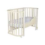 Детская кроватка Ingo Baby Lux BL-01 3 в 1 с бортиком слоновая кость белый, поперечный маятник