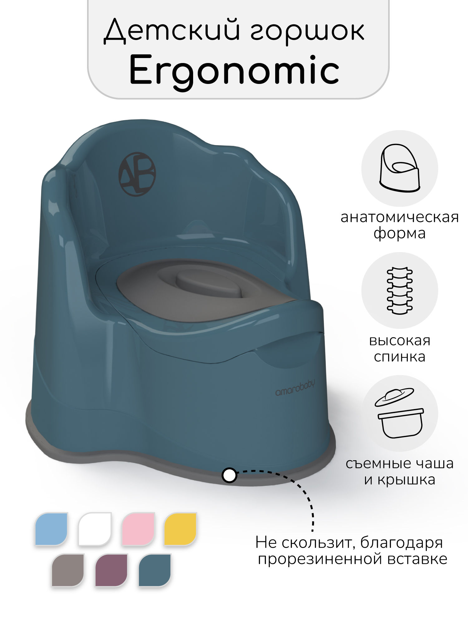 Горшок Amarobaby Ergonomic бирюзовый - фото 1