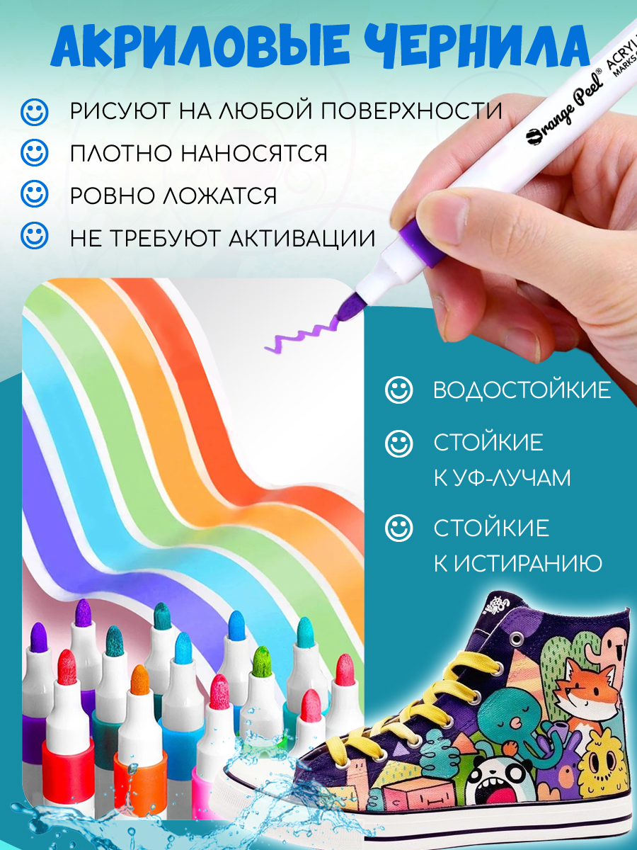 Маркеры Orange Peel акриловые 12 цв. - фото 4
