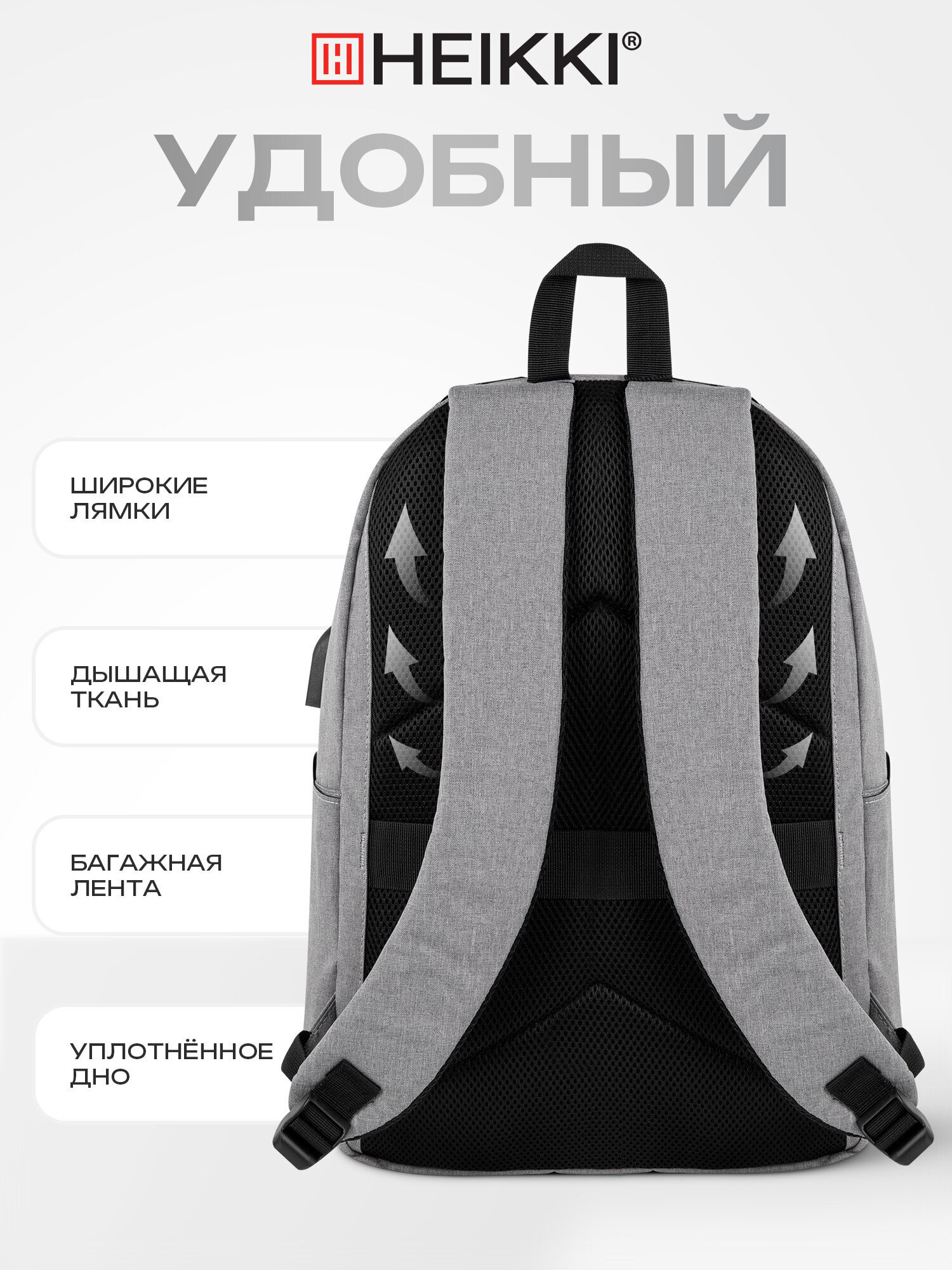 Рюкзак Heikki школьный городской для подростков для ноутбука - фото 3