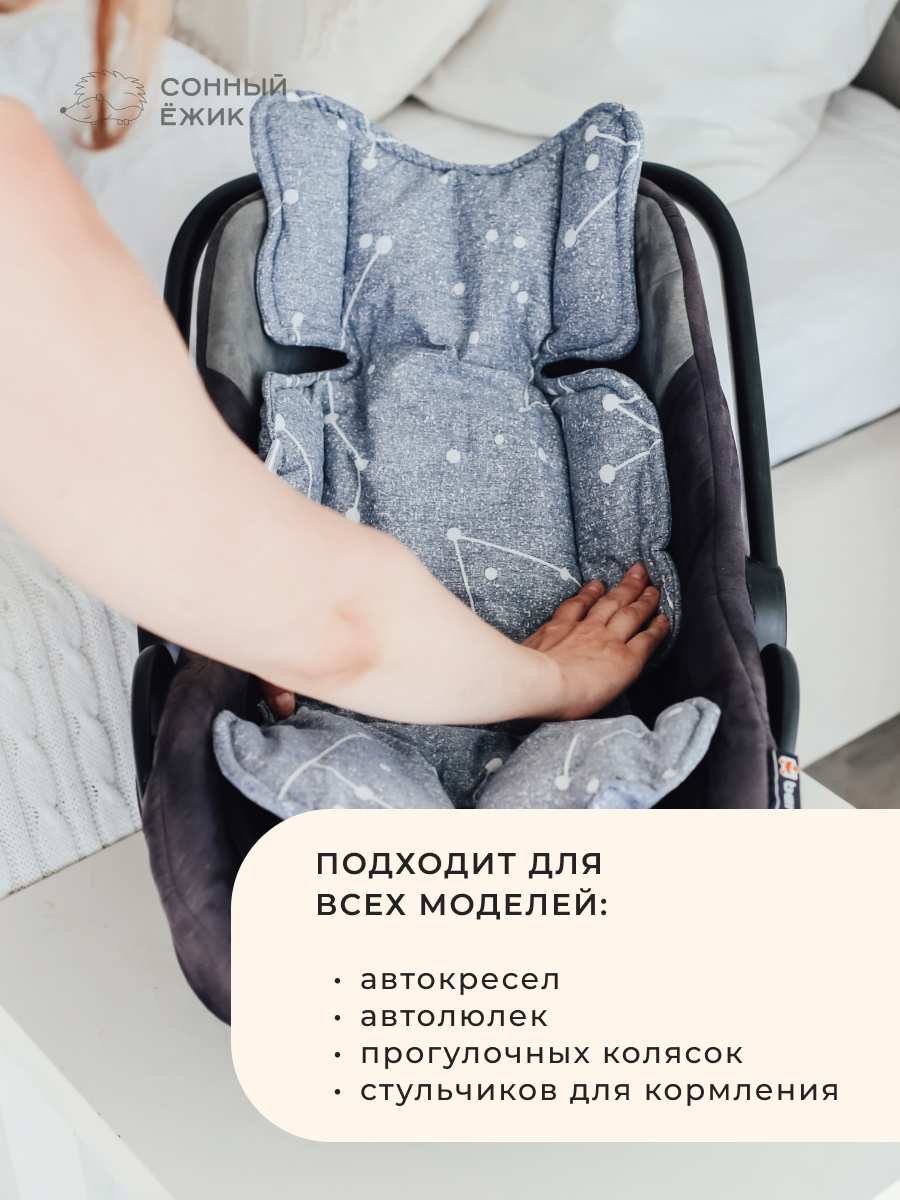 Вкладыш Сонный ежик Матрасик в коляску Светло-серый созвездия - фото 2