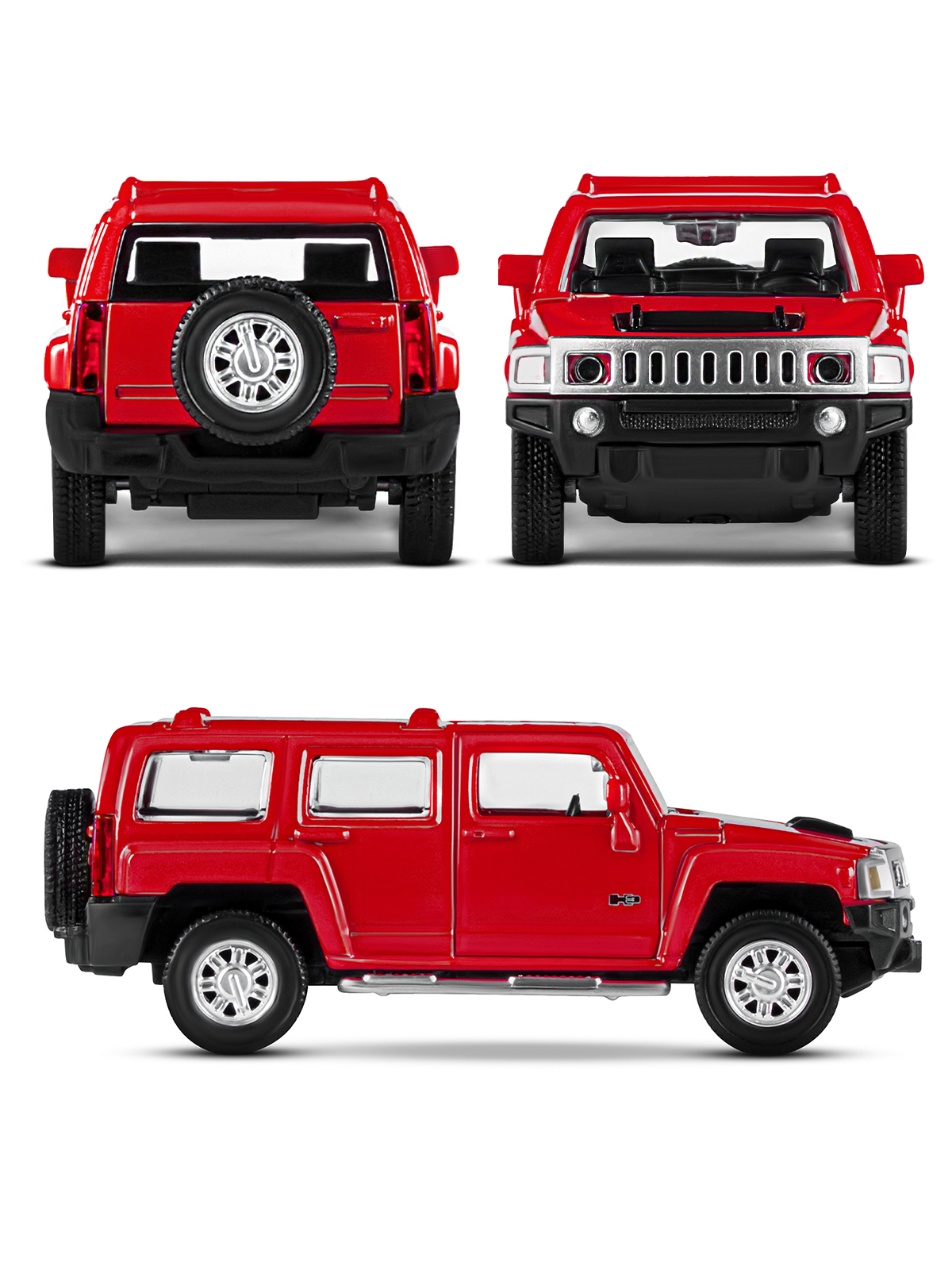 Внедорожник АВТОпанорама Hummer H3 1:43 красный JB1251269 - фото 5