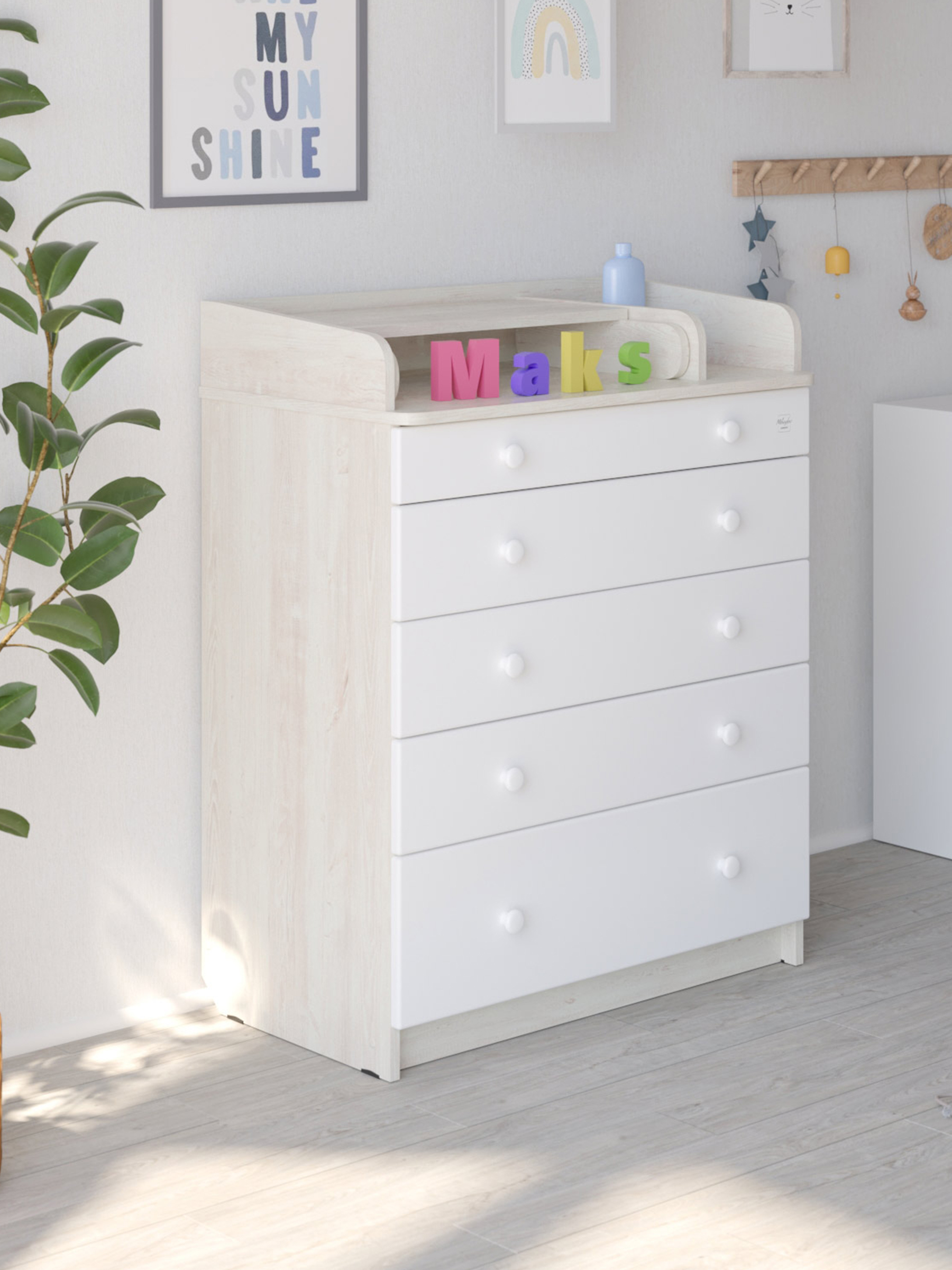 Комод пеленальный Aton Maks сосна касцина белый - фото 10