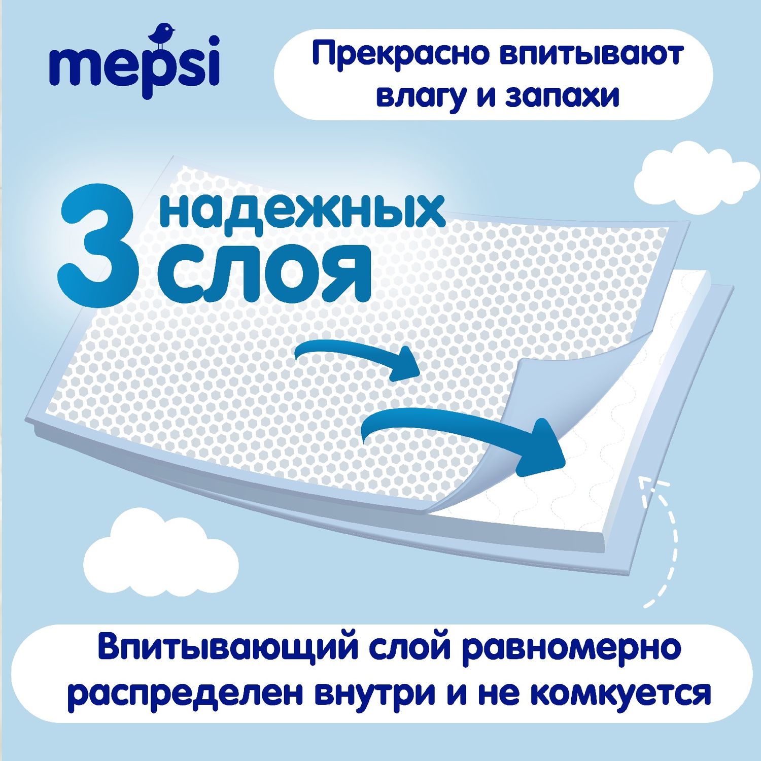 Пелёнки одноразовые Mepsi 60х60 см 30 шт. - фото 5