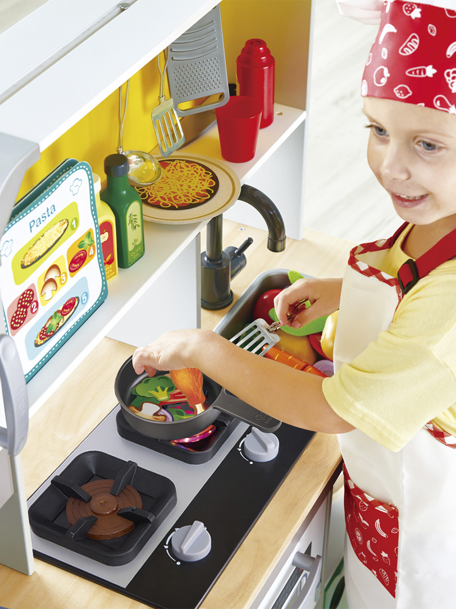 Детская деревянная кухня HAPE Делюкс 5 аксессуаров воздушная фритюрница свет звук E3177_HP - фото 7