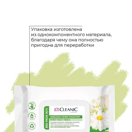 Влажная туалетная бумага Cleanic 80 шт.