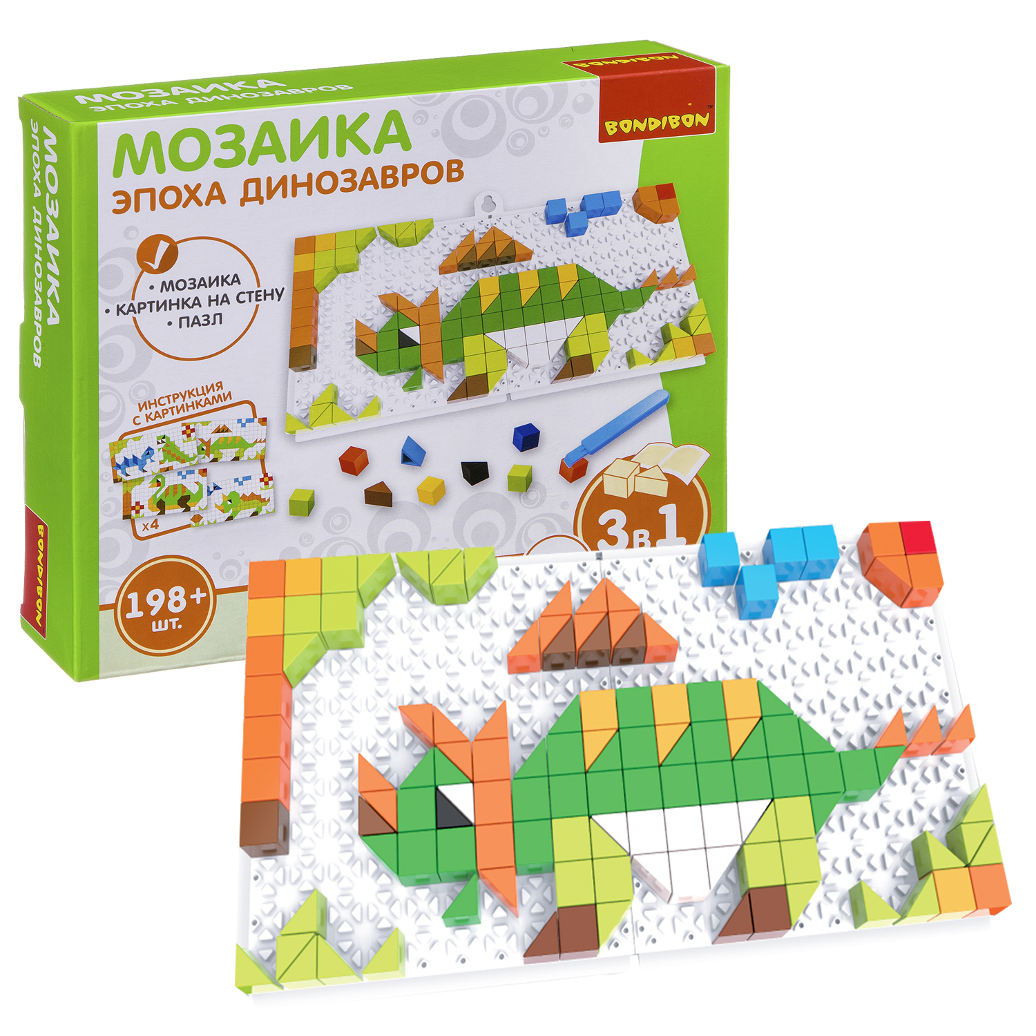 Мозаика-пазл BONDIBON Эпоха динозавров 198 деталей - фото 1