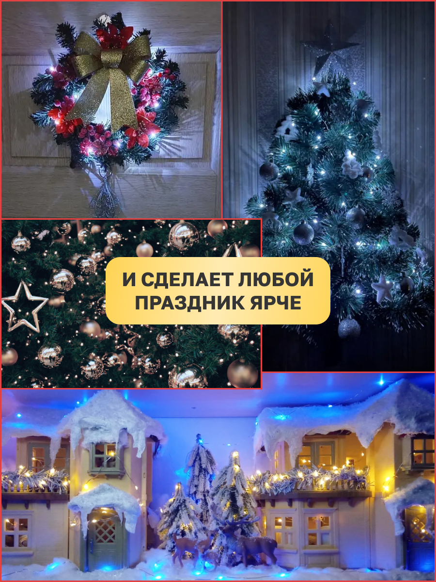 Светодиодная гирлянда NEON-NIGHT Роса 2 м белое свечение 303-005 - фото 5