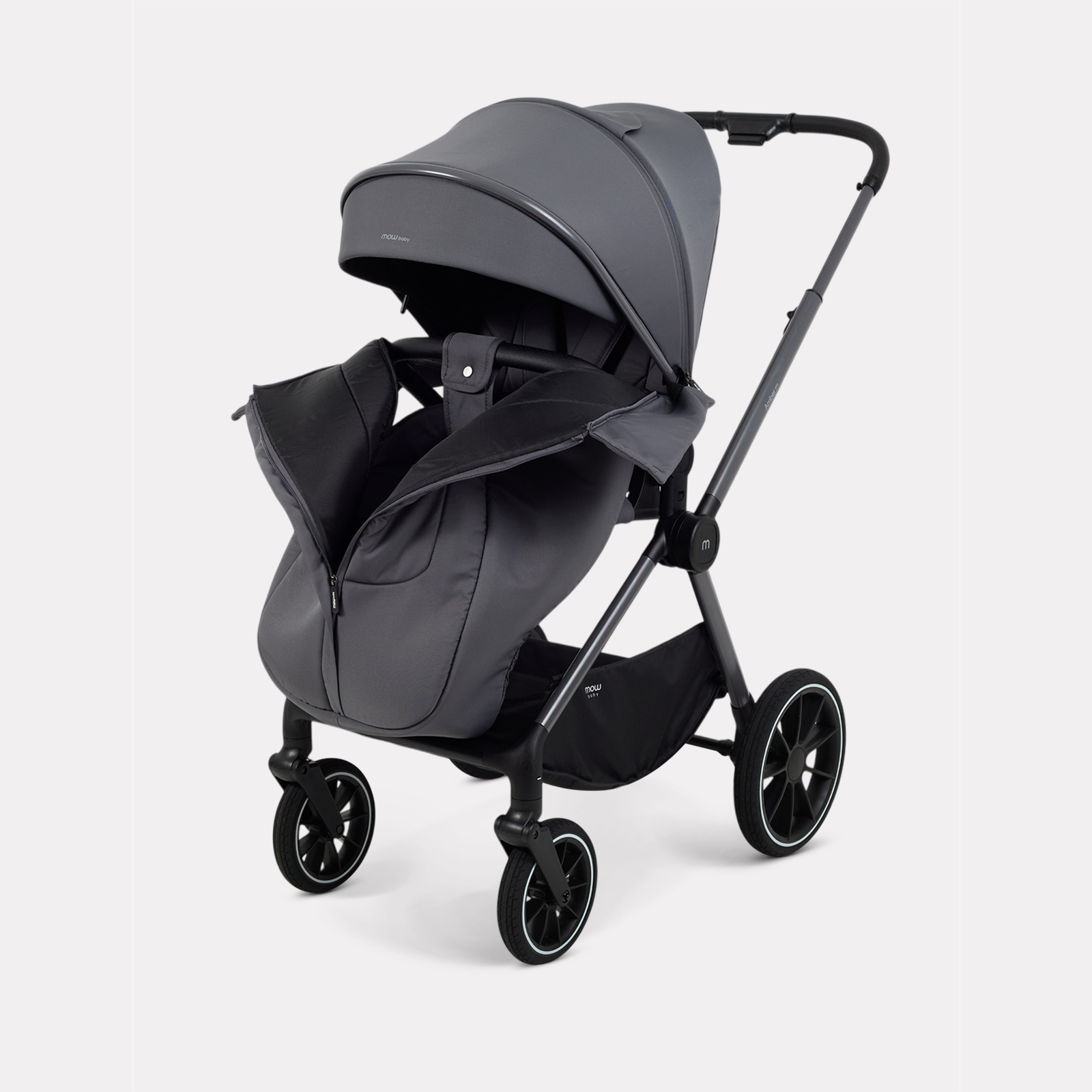 Коляска 3в1 MOWbaby Amber pro серый - фото 11