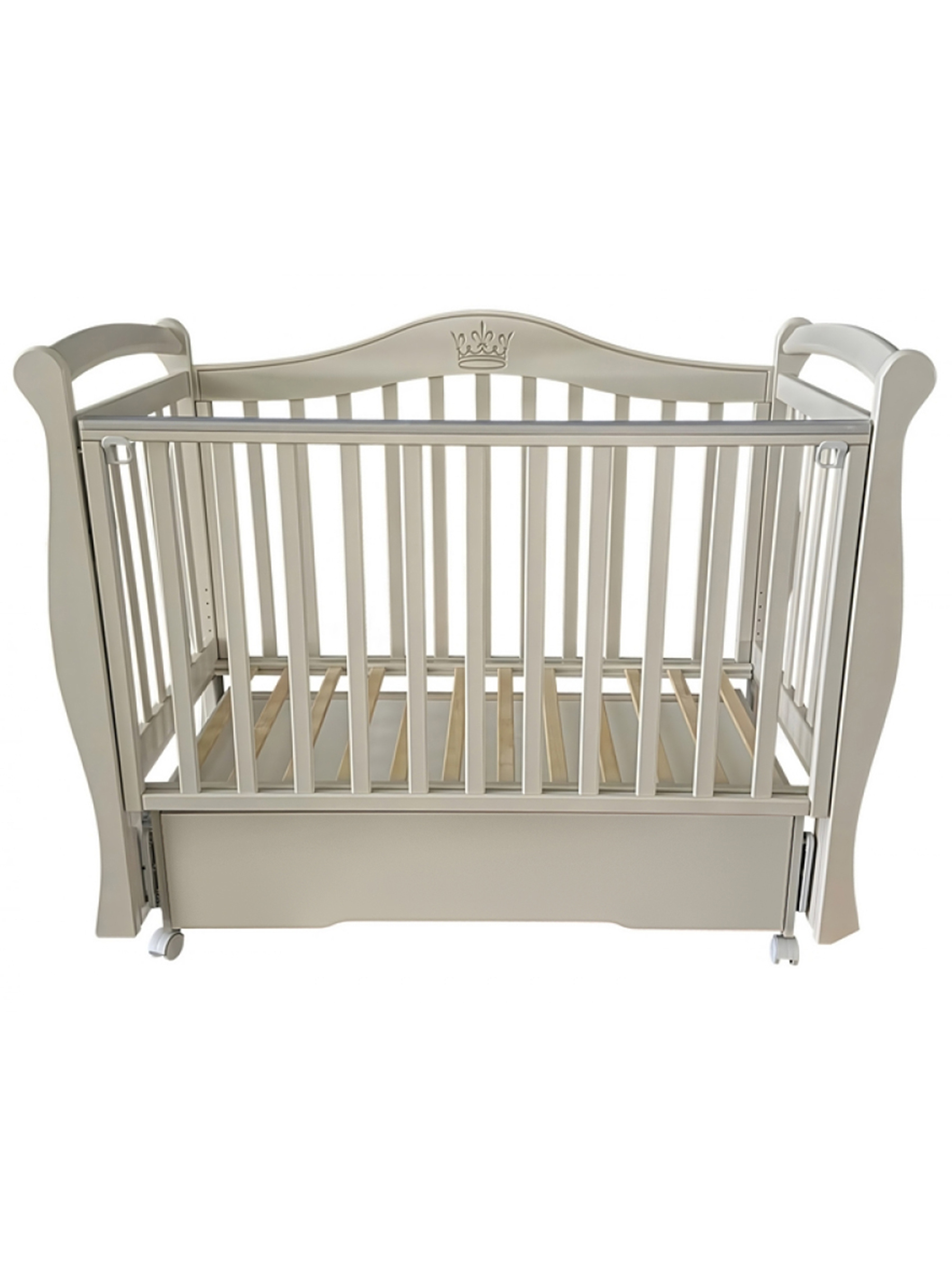 Детская кроватка Антел Эмили-2 кашемир с автостенкой ящиком и колесами, универсальный маятник - фото 2