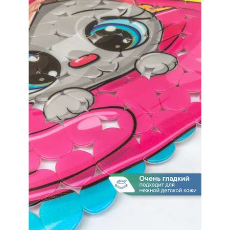 Коврик для ванной детский VILINA противоскользящий c присосками 36х69 см. Котёнок на круге