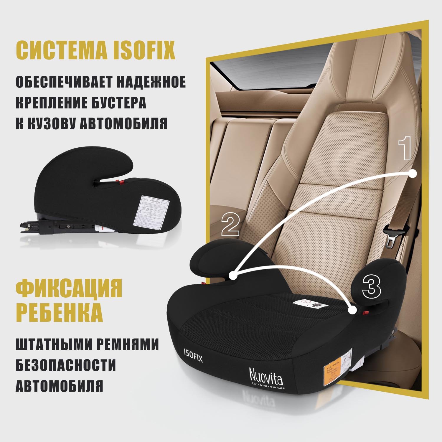 Автокресло Nuovita Isofix 3 (22-36 кг) черный - фото 4