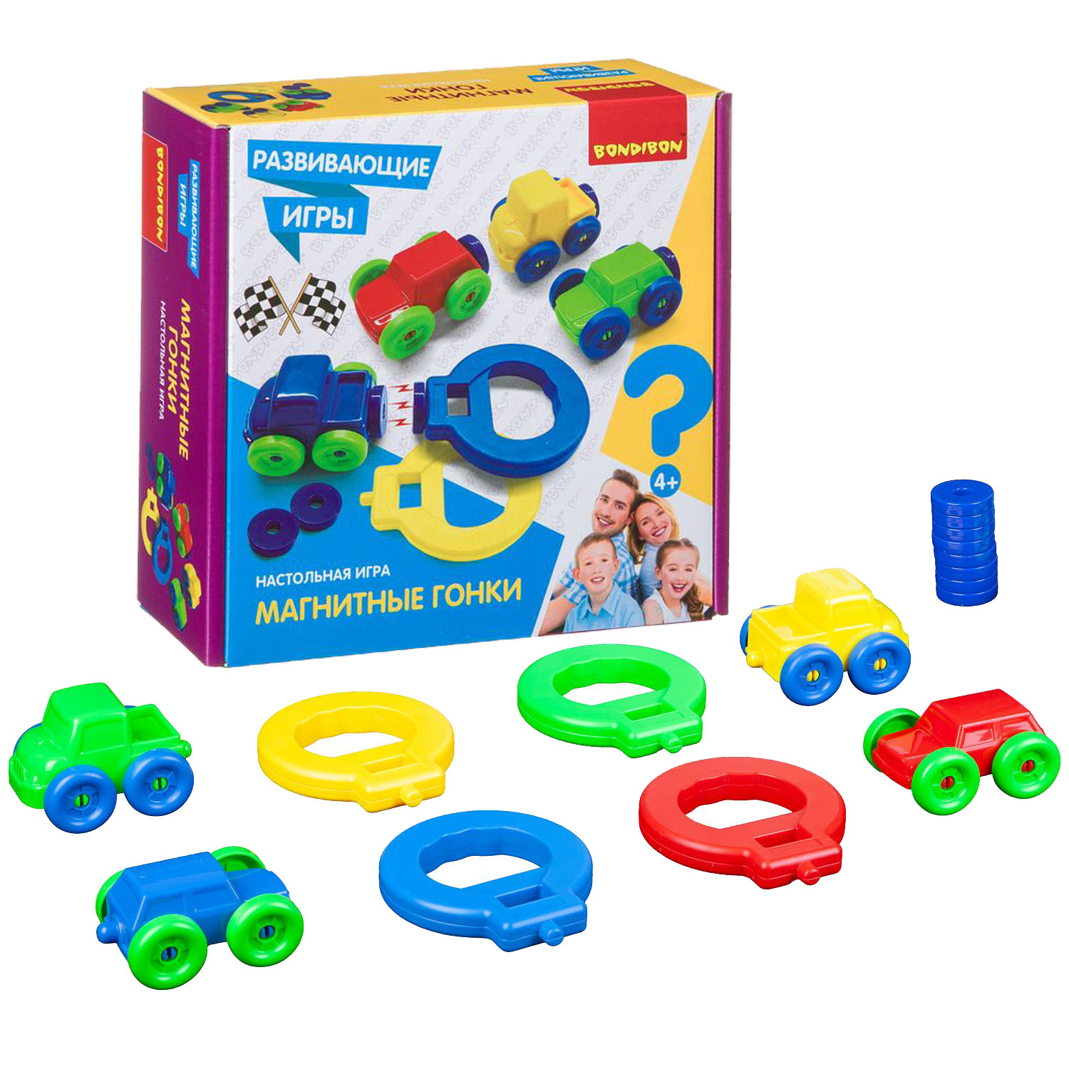 Настольная игра Bondibon с машинками Магнитные Гонки - фото 1
