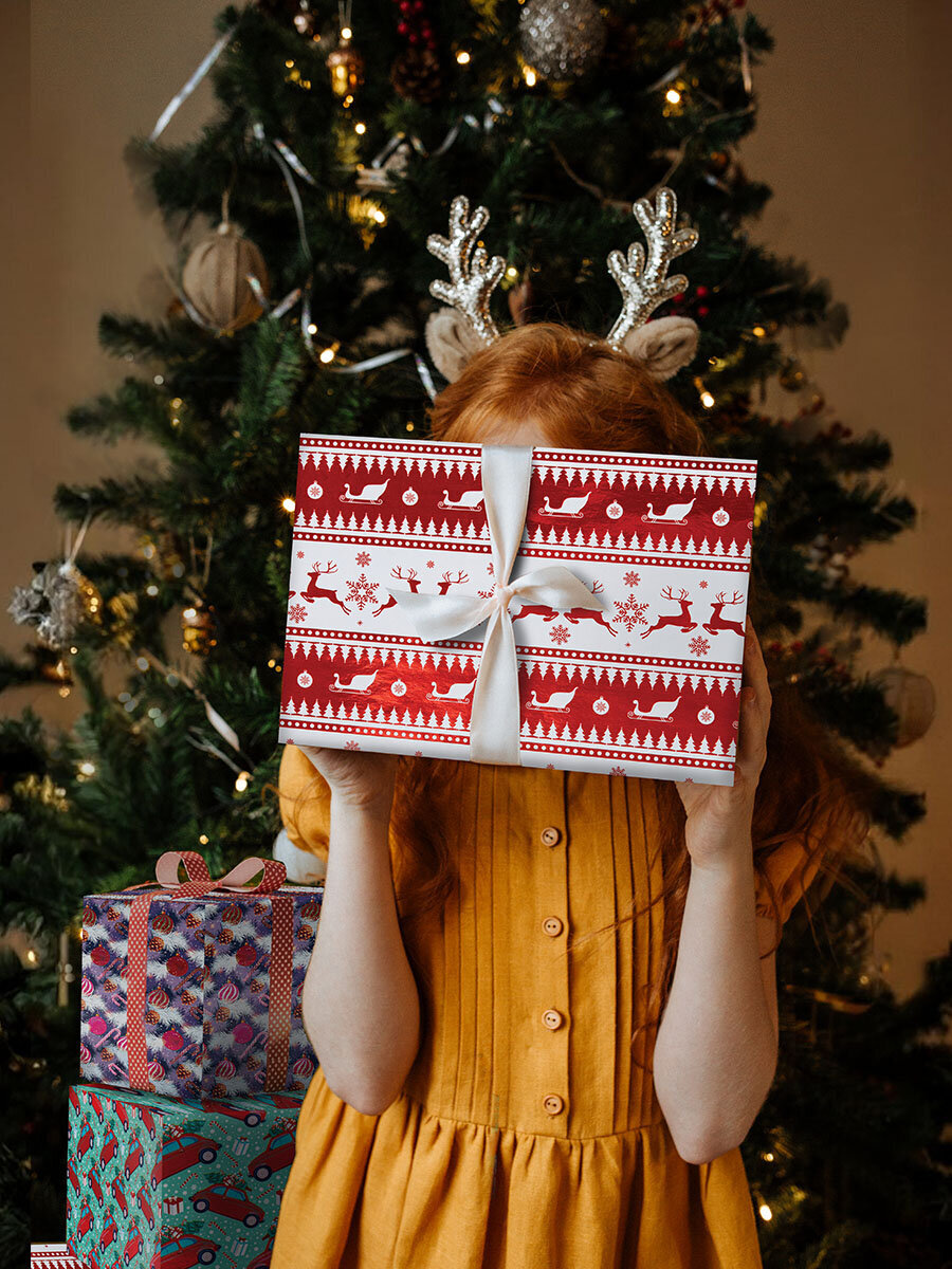 Упаковочная бумага Золотая сказка для новогодних подарков с эффектами 3 шт 70х100 см HoHo Xmas - фото 3