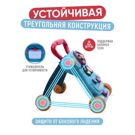 Развивающие ходунки-каталка Solmax со световыми и звуковыми эффектами голубой HW51023