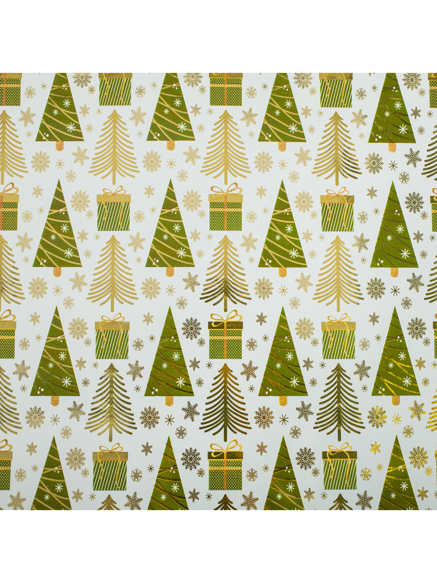 Упаковочная бумага Золотая сказка для новогодних подарков с эффектами 3 шт 70х100 см NY Pattern - фото 10