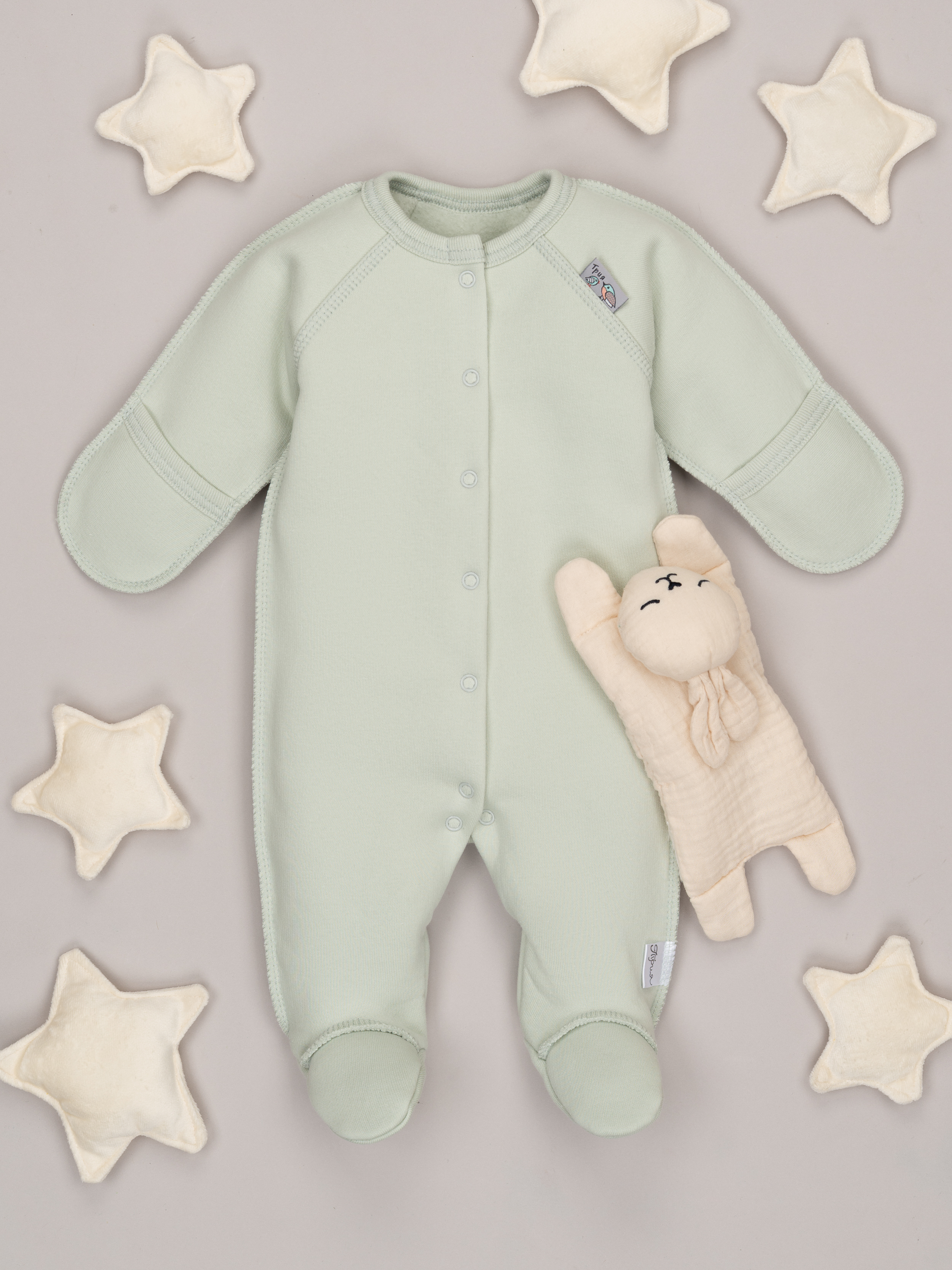 Комбинезон ТРИЯ 1131 футер 3-х нитка зелен пастель - фото 1