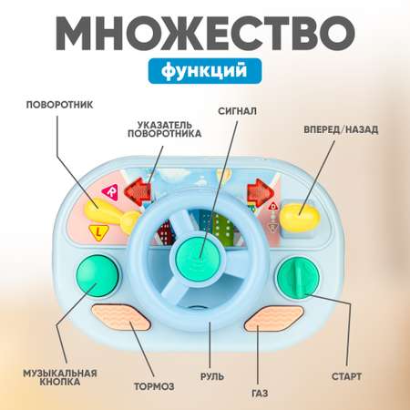 Развивающие ходунки-каталка Solmax со светом и звуком Вертолетик 2 в 1 голубой