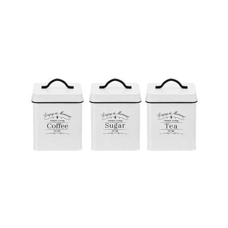 Набор банок Elan Gallery для сыпучих продуктов 3 шт 1.5 л Tea Coffee Sugar с крышками