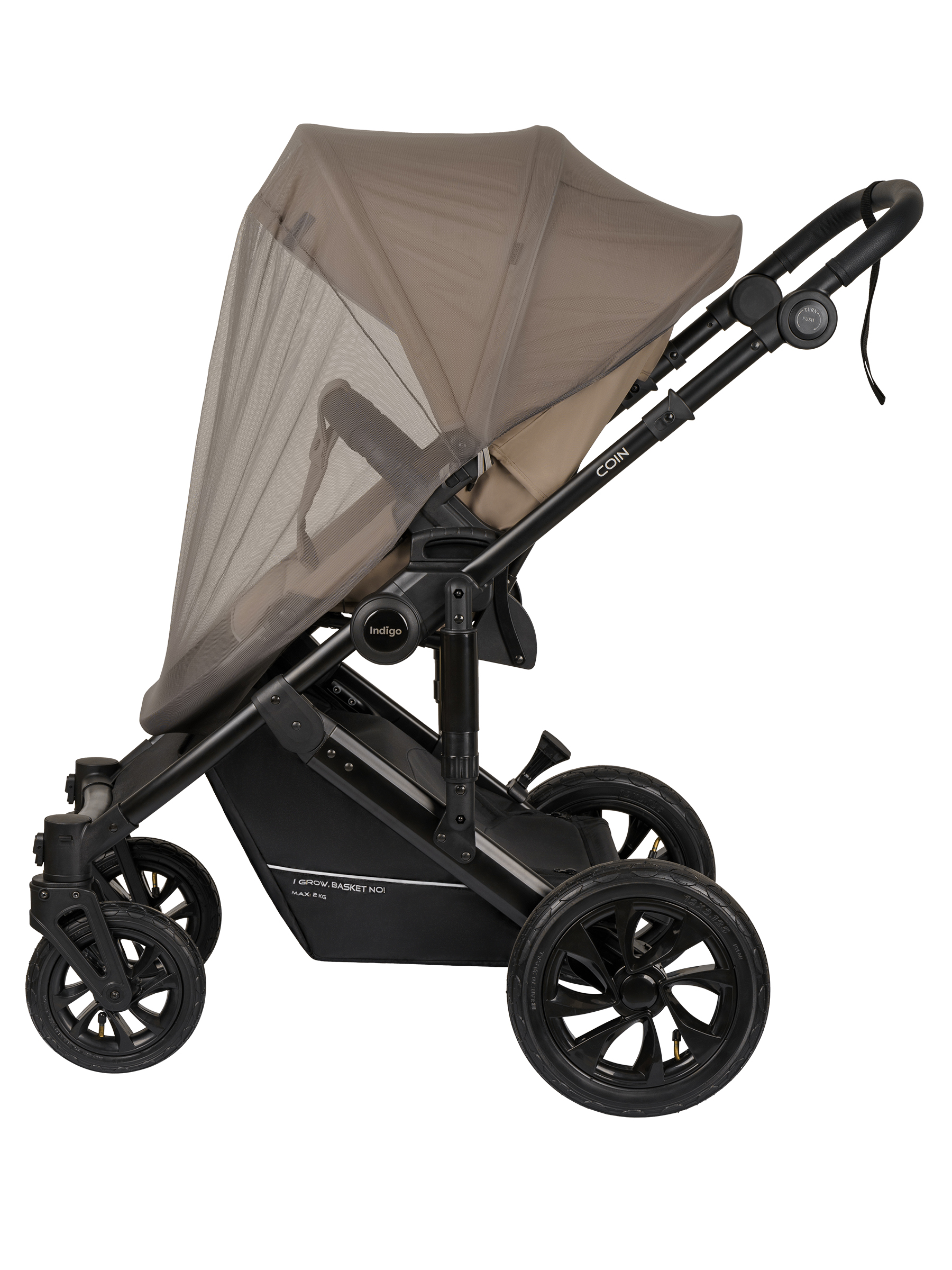 Коляска 2в1 Indigo Coin темно-бежевый - фото 15