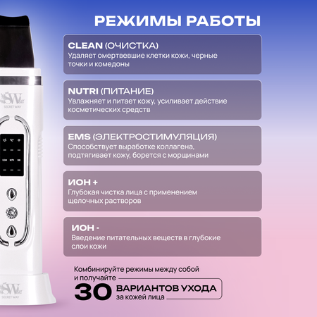 Ультразвуковая чистка лица EMS Secret Way Электромиостимуляция