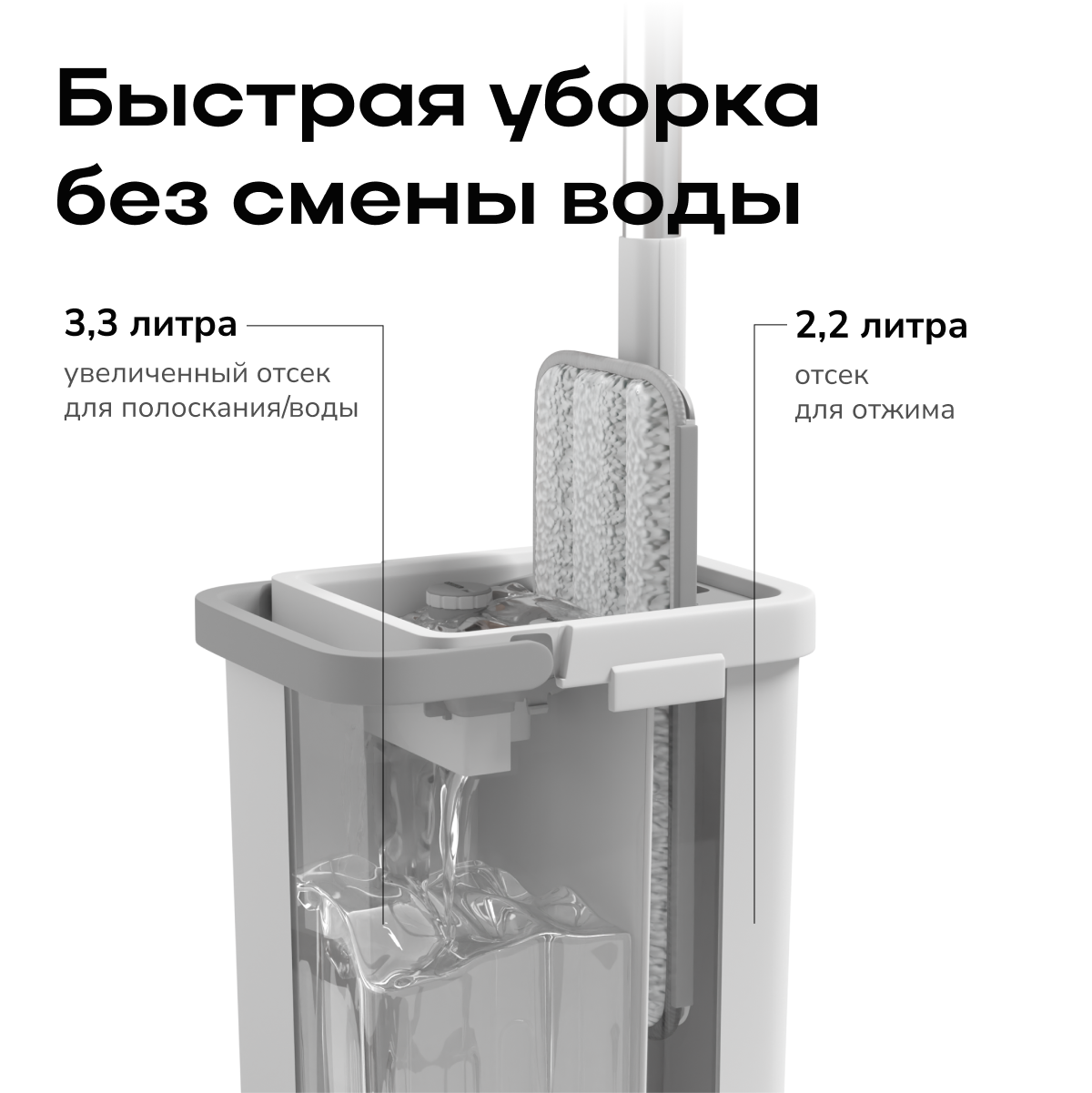 Швабра с отжимом и ведром Zetter XS 2.0 (5,5 л) - фото 6