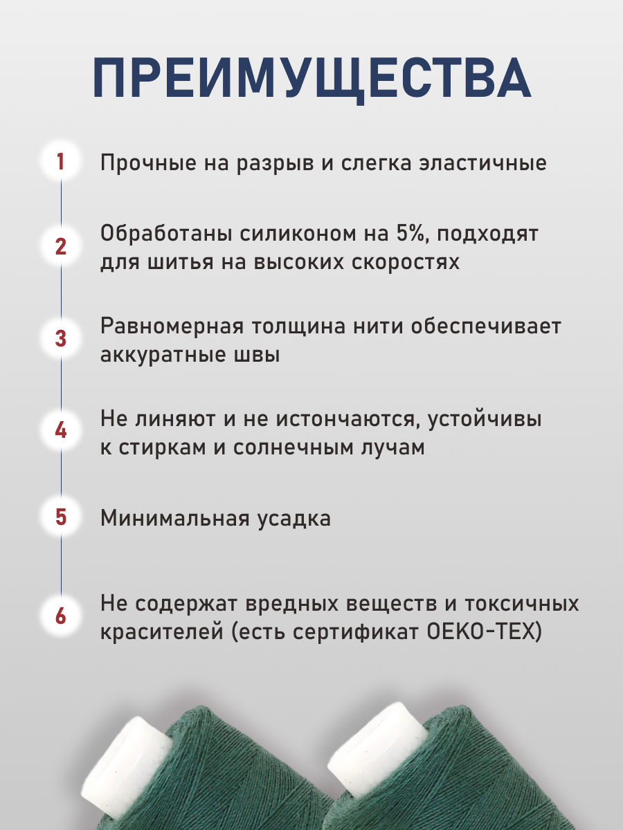 Нитки для шитья 40/2 Bestex 10шт цв 117 - фото 3