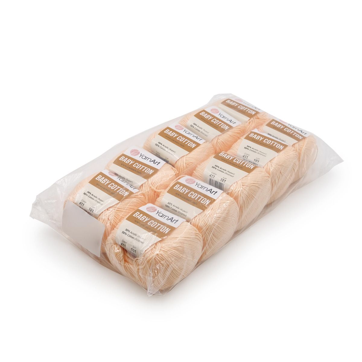 Пряжа для вязания YarnArt Baby Cotton 50гр 165 м хлопок акрил детская 10 мотков 411 светло-розовый - фото 8