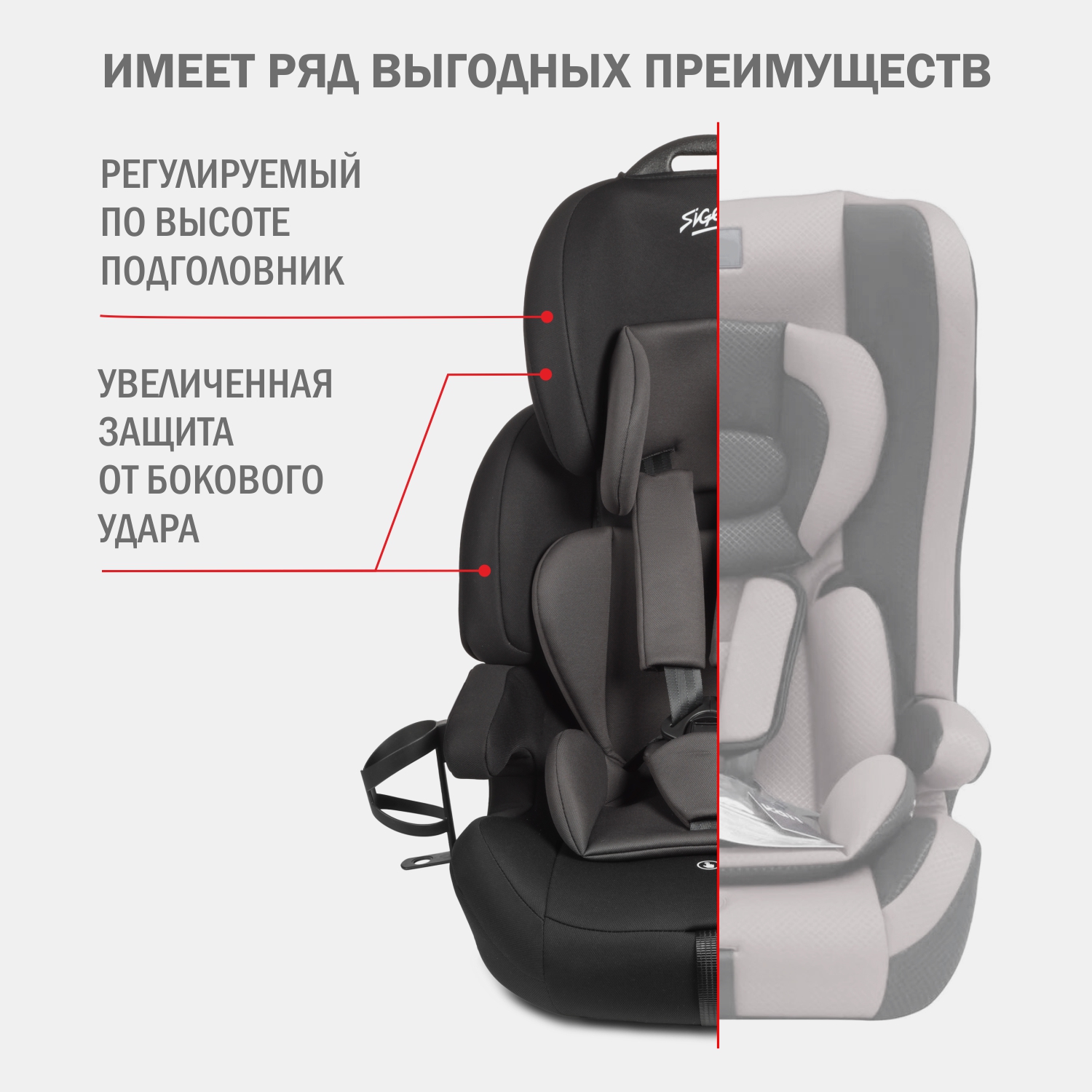 Автокресло SIGER Siger Стар Isofix Lux Isofix 1/2/3 (9-36 кг) - фото 3