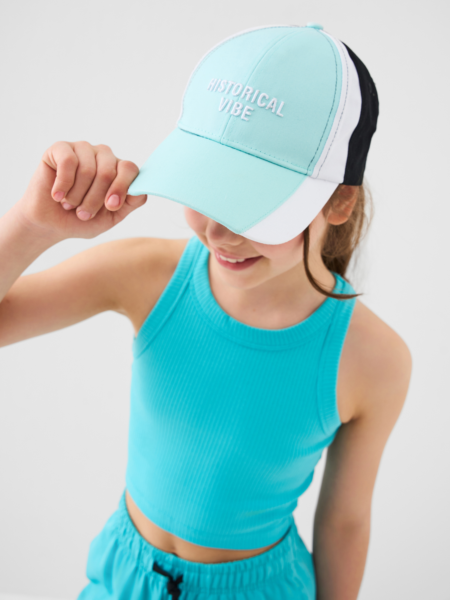 Изображение товара PlayToday Бейсболка для девочки 56 регулируемая хлопковая бирюзовая