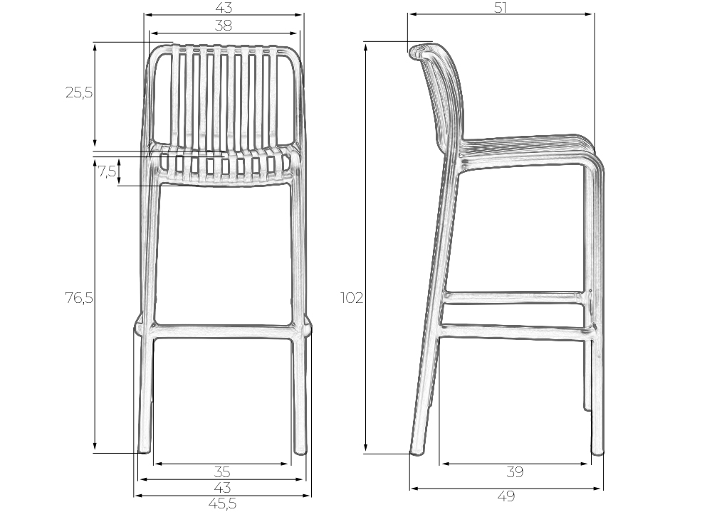 Стул DOBRIN CHLOE 4 шт. - фото 10