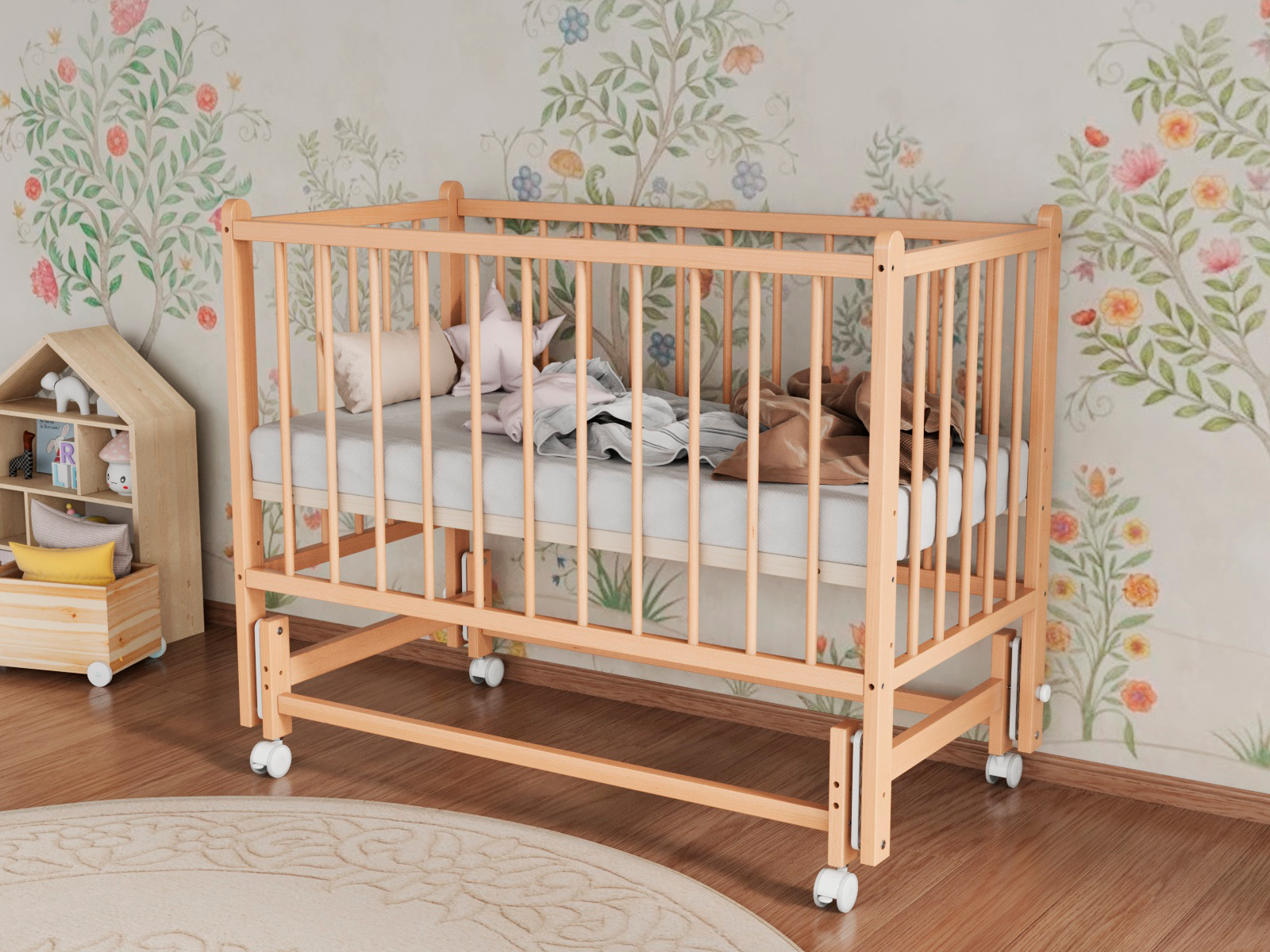 Детская кроватка Incanto Classic, поперечный маятник (бук) - фото 2